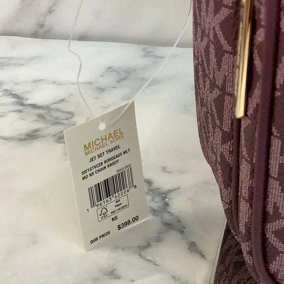 NWT Michael Kors Jet Set Travel Medium Logo Crossbody Bag ( Bordeaux Multi) - Picture 6 of 6